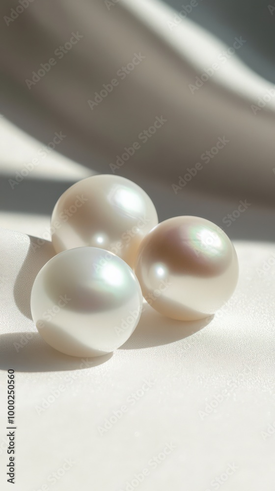 Elegant ivory pearl cluster on silky fabric for jewelry design inspiration Elegant ivory pearl cluster on silky fabric for jewelry design inspiration