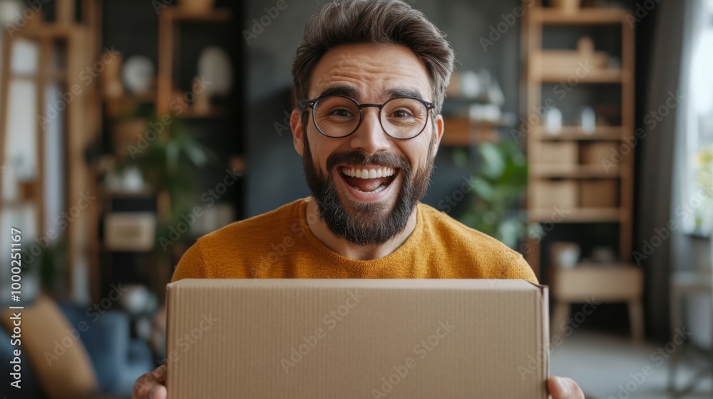 Happy Man Receiving Package Happy Man Receiving Package