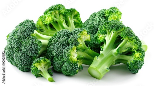 Fresh Green Broccoli On Isolated White Background Vegetable Food Healthy