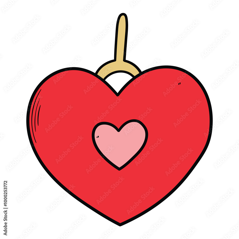 Hand drawn cartoon red christmas ball heart on white background. Hand drawn cartoon red christmas ball heart on white background.