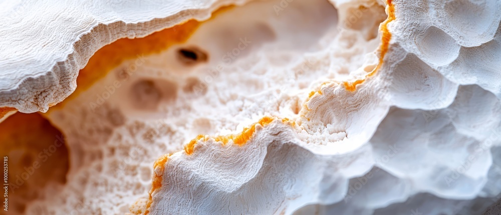 A tight shot of a slice of bread adorned with oranges atop and white icing beneath A tight shot of a slice of bread adorned with oranges atop and white icing beneath