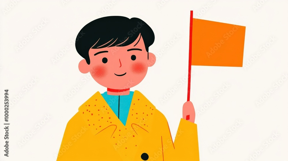Leadership concept: flat icon of a leader holding a flag for guidance and direction Leadership concept: flat icon of a leader holding a flag for guidance and direction