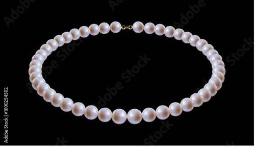 Pearl necklace. Precious white pearl beads. Vector illustration