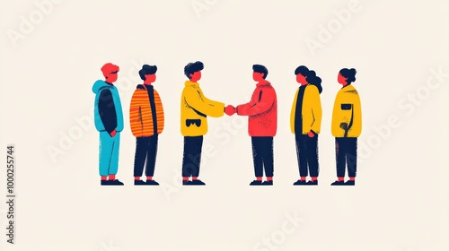 New employee onboarding handshake illustration for team collaboration