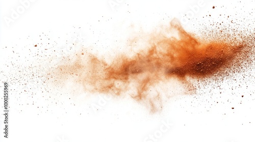 "Dust in Motion: Explosive Brown Powder Creating a Captivating Abstract Scene"