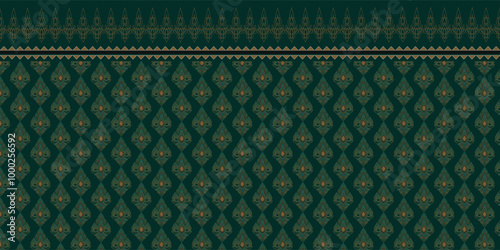 green pattern with flowers