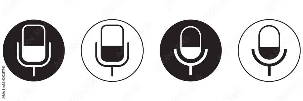 Audio microphone on and mute icon set. Microphone symbol for your web site design, logo, app, UI. Vector line icon for Business and Advertising Audio microphone on and mute icon set. Microphone symbol for your web site design, logo, app, UI. Vector line icon for Business and Advertising