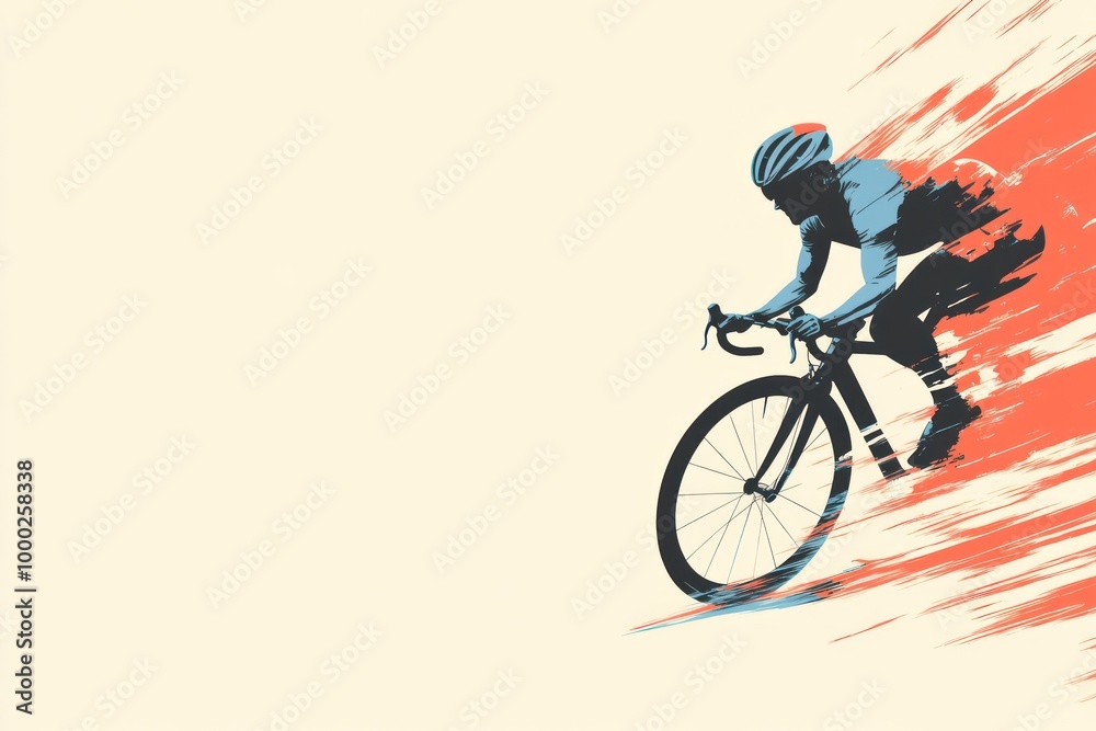 Obraz premium Silhouette of Cyclist in Motion with Artistic Brushstrokes