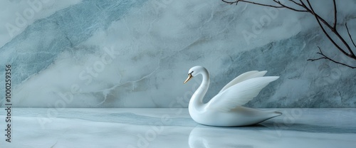 Elegant porcelain swan centerpiece for spring décor and tranquil home settings photo