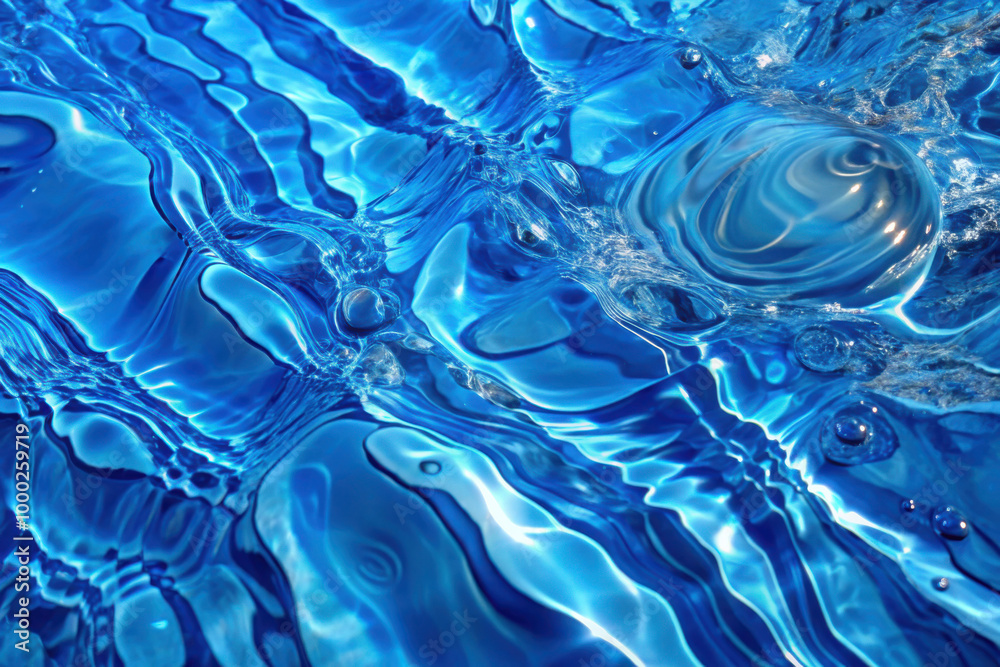 Rippling blue waters shimmering under sunlight, creating mesmerizing patterns in a tranquil pool setting. Generative AI Rippling blue waters shimmering under sunlight, creating mesmerizing patterns in a tranquil pool setting. Generative AI