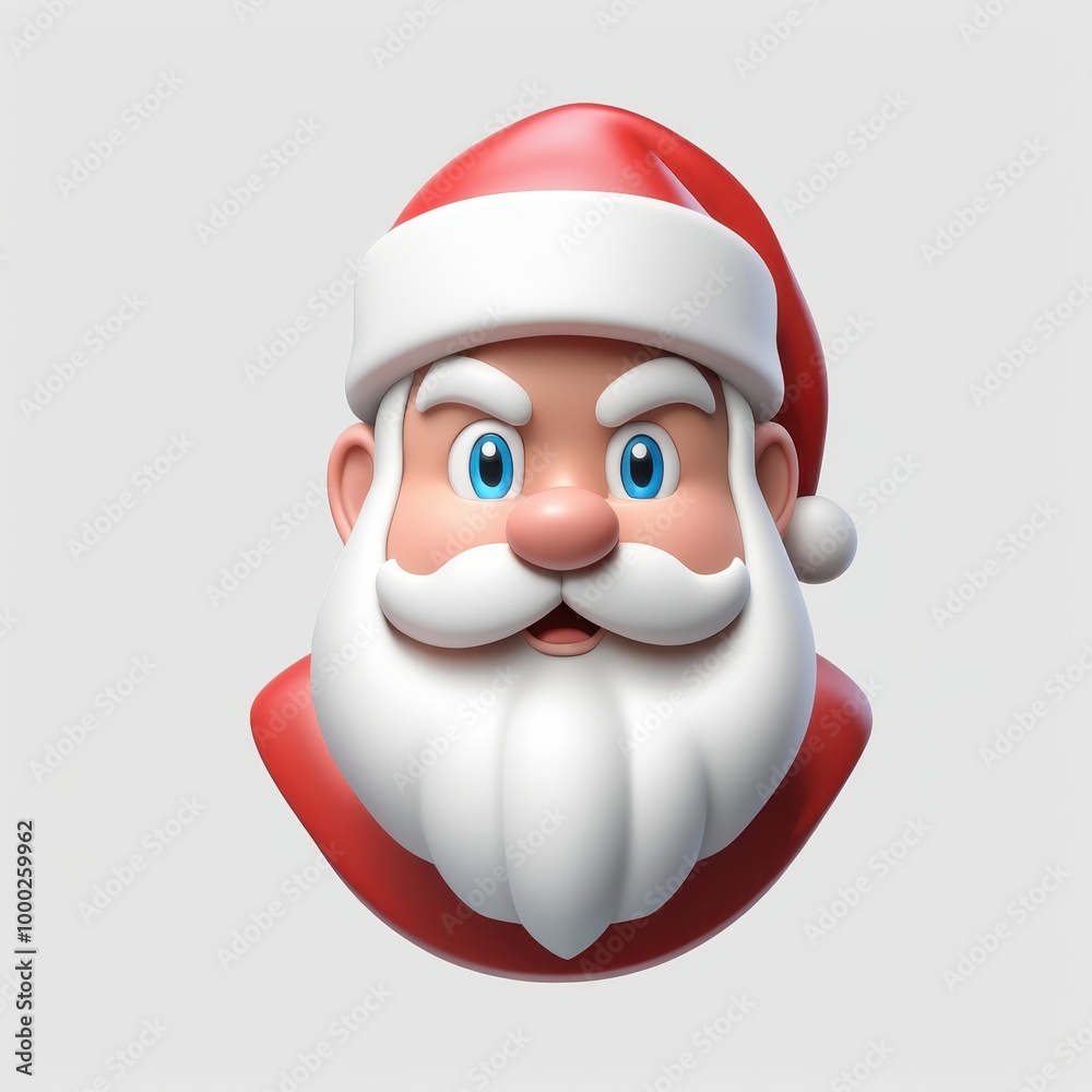 A cheerful, cartoonish Santa Claus character with a red hat and white beard. A cheerful, cartoonish Santa Claus character with a red hat and white beard.