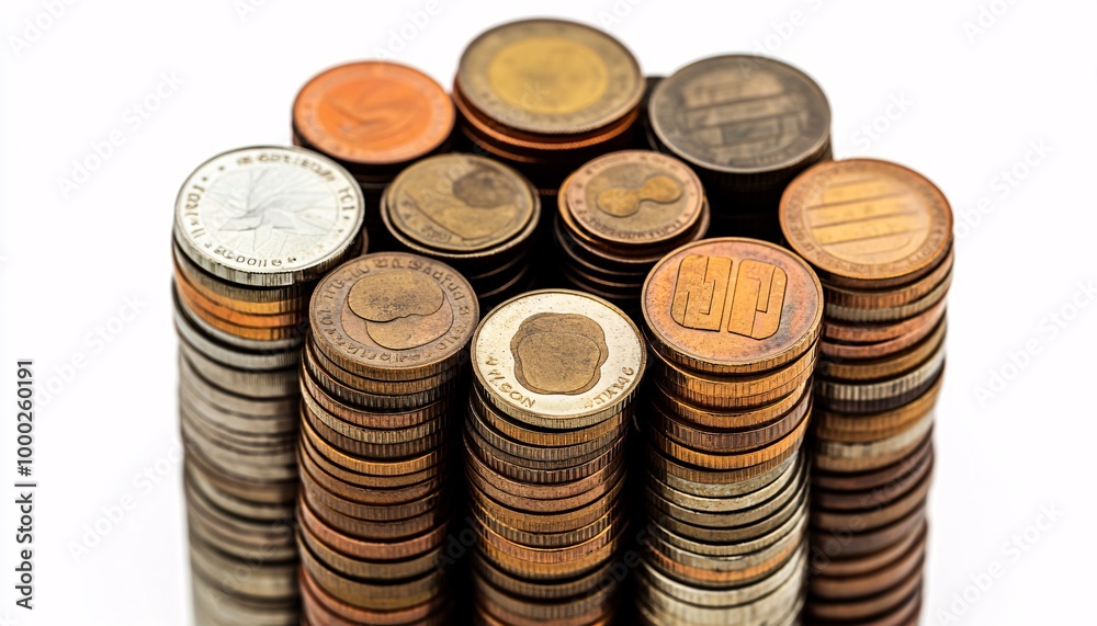 A close-up view of coins representing the journey of savings and investments, illustrating the concept of financial growth. A close-up view of coins representing the journey of savings and investments, illustrating the concept of financial growth.