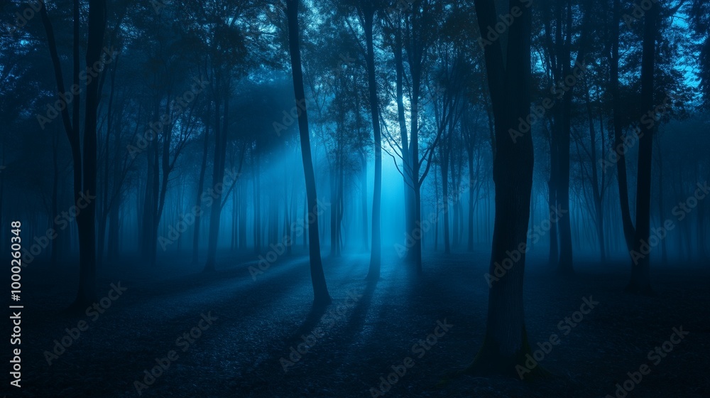 Fototapeta premium Creepy Dark Forest Horror Background Full of Fear