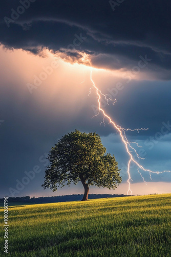 Blitz Einschlag in Baum