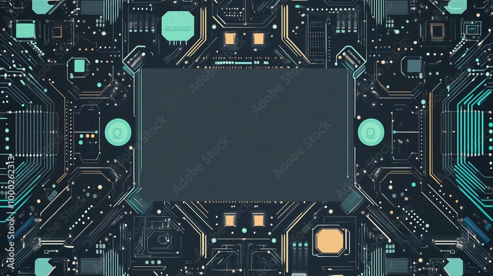 Futuristic Circuit Board Design with Space for Text