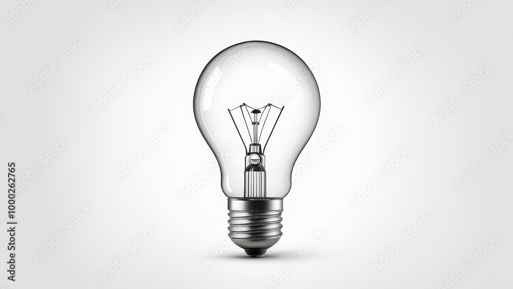 A clear light bulb with a metallic base, symbolizing illumination and energy. A clear light bulb with a metallic base, symbolizing illumination and energy.
