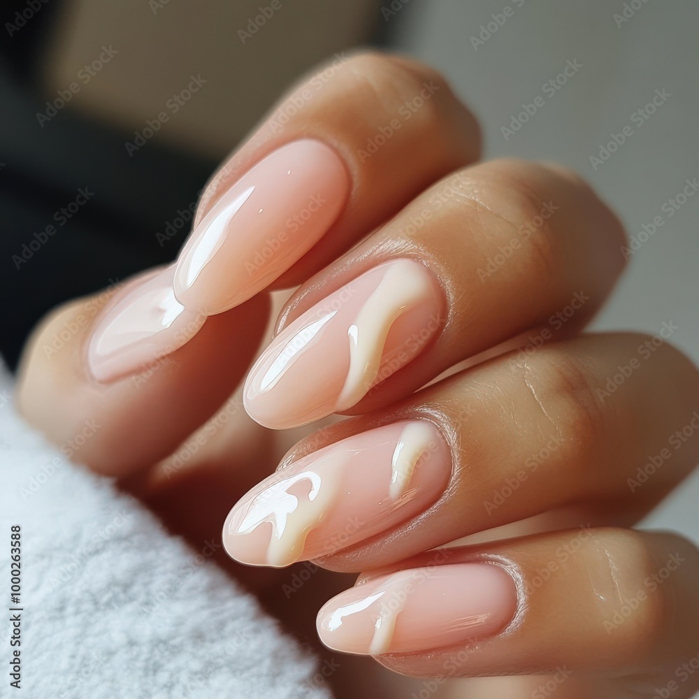 Translucent glossy gradient syrup nails for spring fashion trends