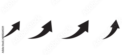 Round curl long arrow. Thin arrow curled symbol icon. Arrow swish sign.