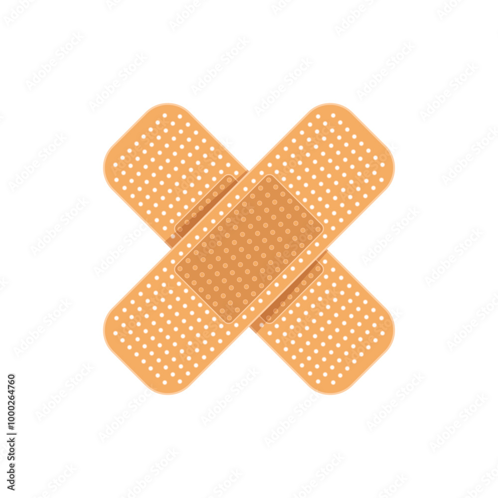 Adhesive medical plaster icon in flat style. Bandage vector illustration on isolated background. Medical sticker sign business concept. Adhesive medical plaster icon in flat style. Bandage vector illustration on isolated background. Medical sticker sign business concept.