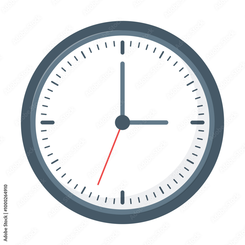Clock icon in flat style. Round watch vector illustration on isolated background. Timer sign business concept. Clock icon in flat style. Round watch vector illustration on isolated background. Timer sign business concept.