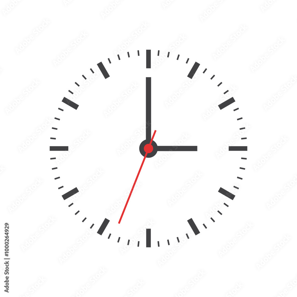 Clock icon in flat style. Round watch vector illustration on isolated background. Timer sign business concept. Clock icon in flat style. Round watch vector illustration on isolated background. Timer sign business concept.