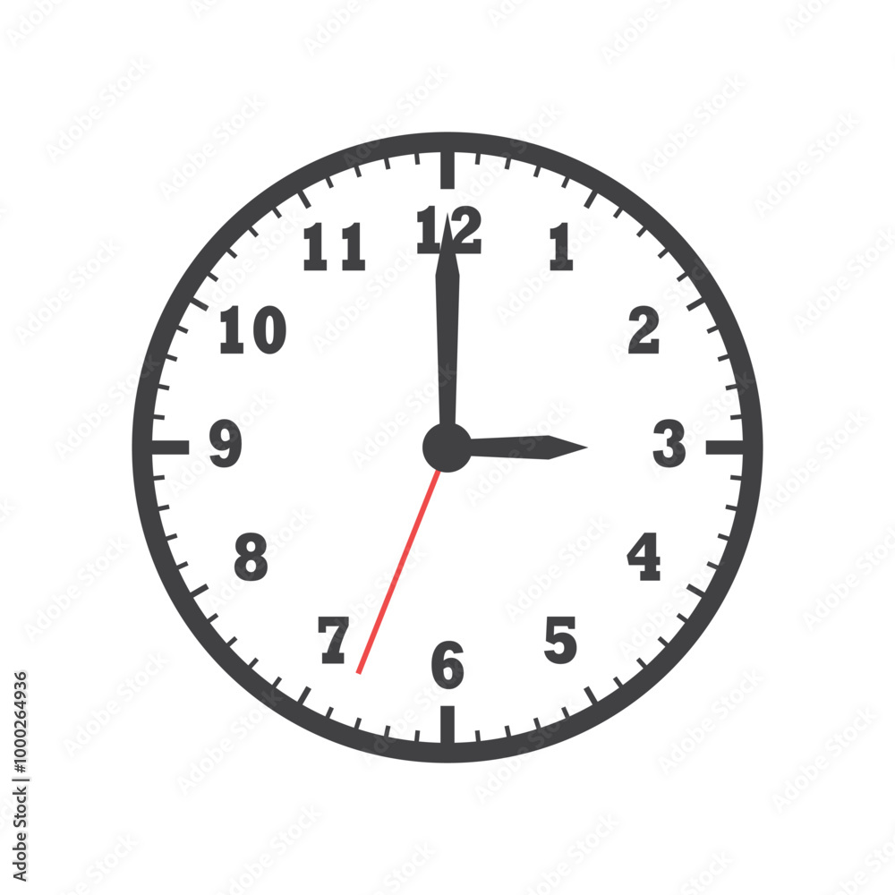 Clock icon in flat style. Round watch vector illustration on isolated background. Timer sign business concept. Clock icon in flat style. Round watch vector illustration on isolated background. Timer sign business concept.