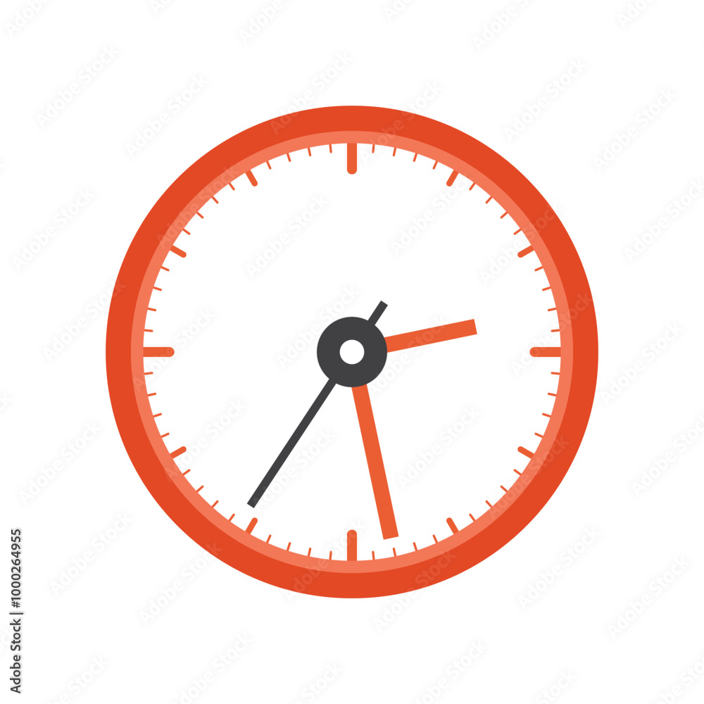Clock icon in flat style. Round watch vector illustration on isolated background. Timer sign business concept. Clock icon in flat style. Round watch vector illustration on isolated background. Timer sign business concept.