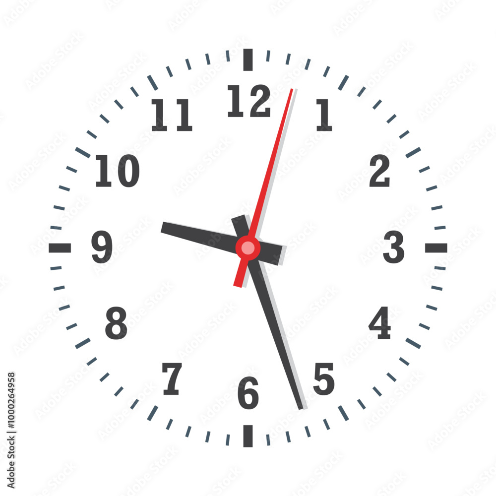 Clock icon in flat style. Round watch vector illustration on isolated background. Timer sign business concept. Clock icon in flat style. Round watch vector illustration on isolated background. Timer sign business concept.