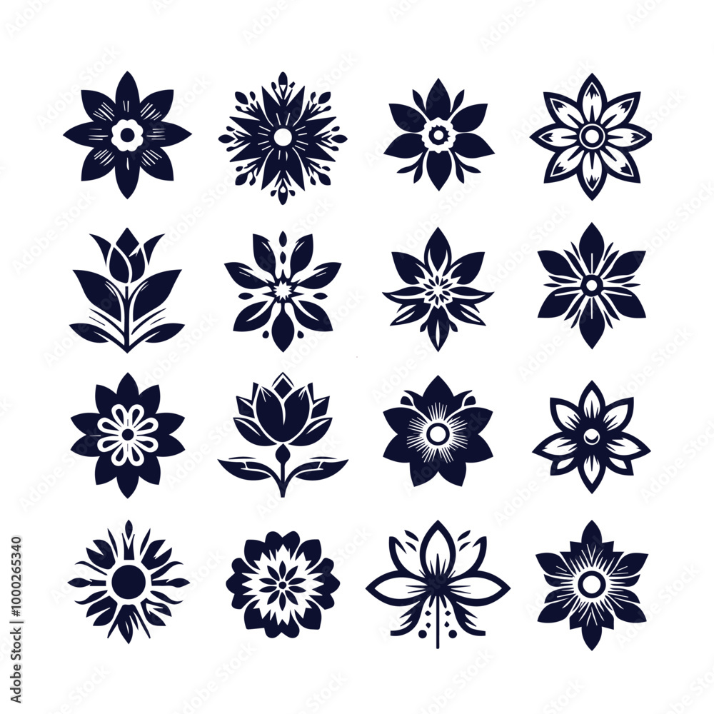 This decorative set features vector floral and snowflake elements, perfect for winter holiday designs This decorative set features vector floral and snowflake elements, perfect for winter holiday designs