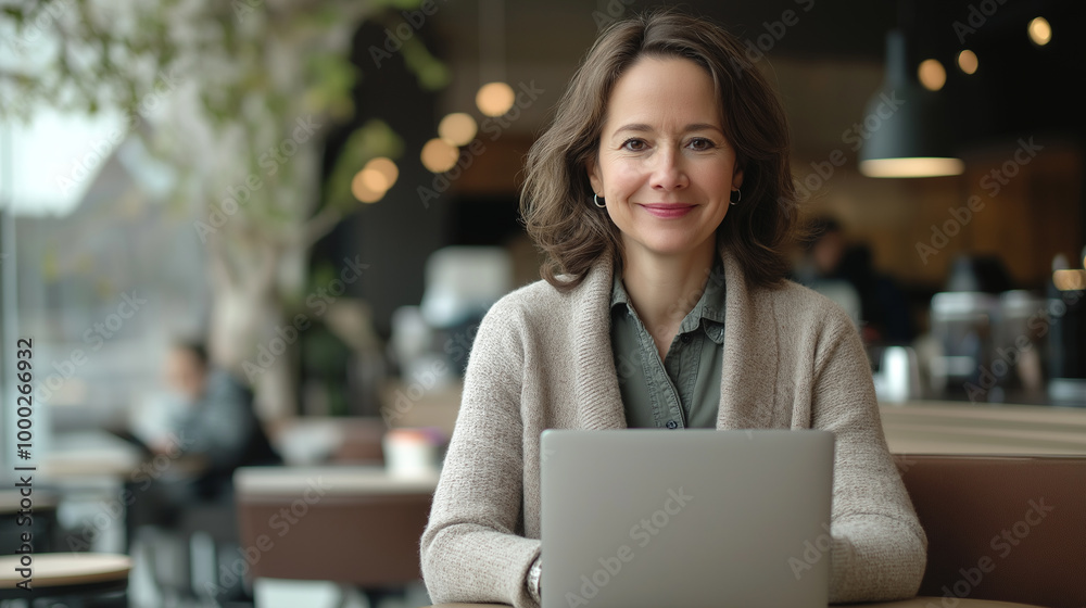 A young woman at a computer. Remote work, video conferencing. A young woman at a computer. Remote work, video conferencing.