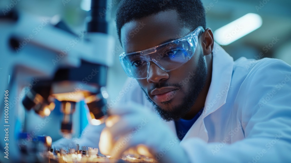 Scientist Examining Specimen in Laboratory Scientist Examining Specimen in Laboratory