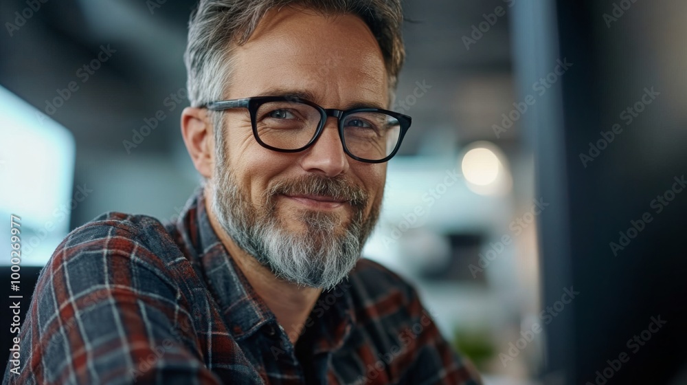 Smiling Middle-Aged Man with Glasses