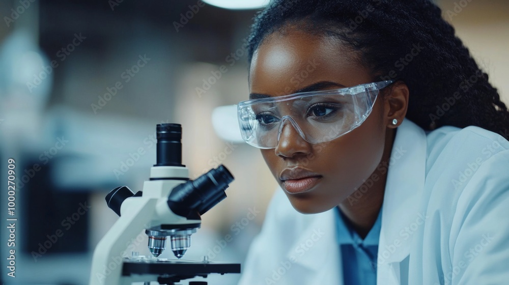 Lab scientist using a microscope Lab scientist using a microscope