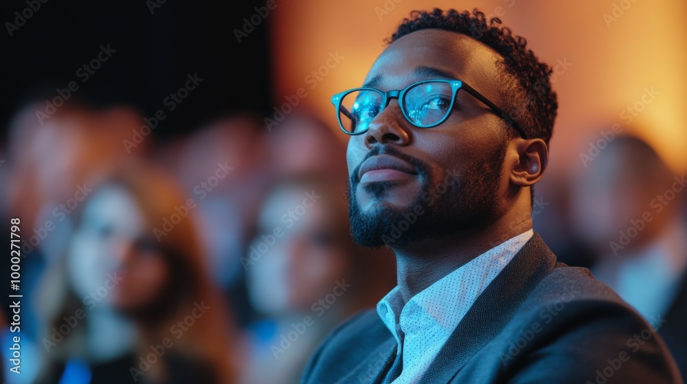Focused Audience Member at Conference Focused Audience Member at Conference