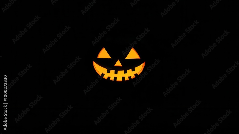 Black background with the evil smile of the Halloween pumpkin Black background with the evil smile of the Halloween pumpkin
