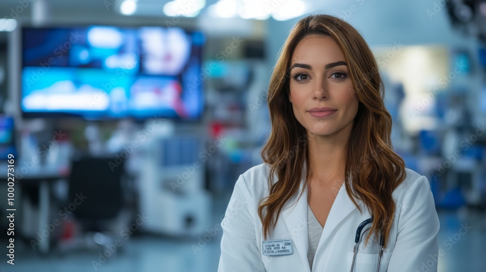 Female Doctor in Modern Medical Facility Female Doctor in Modern Medical Facility