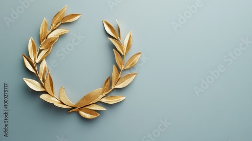 Golden Laurel Wreath on Minimalist Background