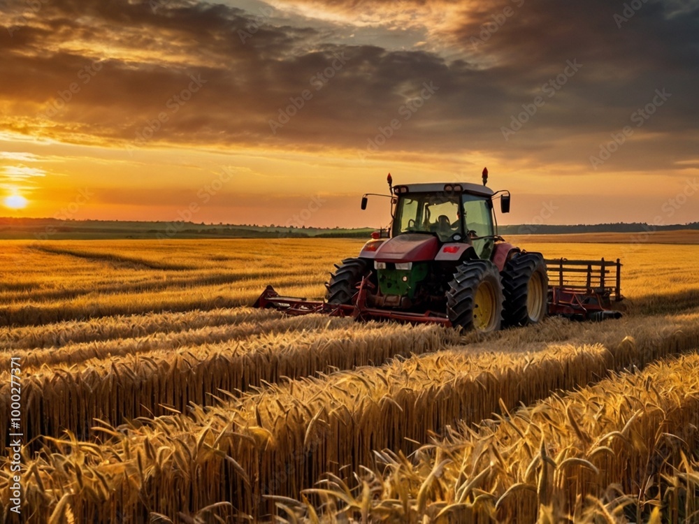 Fototapeta premium combine harvester on field