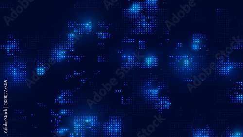 Digital Data Flow Vector Background. Big Data Technology Lines. Data Transmission Concept. High Speed Internet. Information Matrix Flow in Virtual Reality Cyberspace. Vector Illustration.