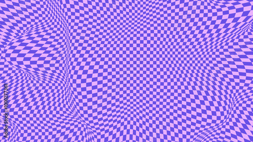 Checkered Background With Distortion Effect Abstract Background, Distorted Checkered Pattern. Chessboard Surface. Abstract Banner With Distortion. Vector Illustration. photo