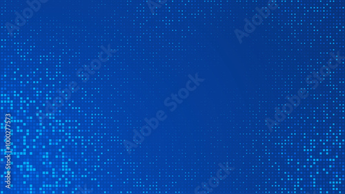 Blue Tech Finance Fintech Background Abstract Pixel Pattern. Abstract Business Tech Science Vector Backdrop.