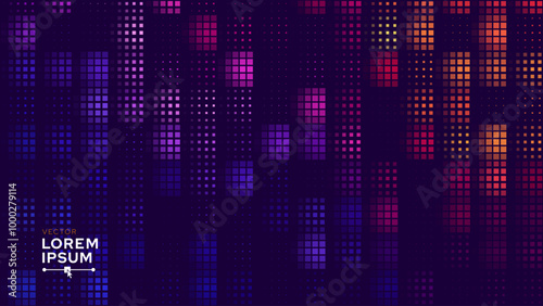 Digital Technology Colorful Blue Pixels Mosaic Background. Digital Data Square Blue Pattern. Digital Pixel Mosaic Pattern. Vector Illustration.