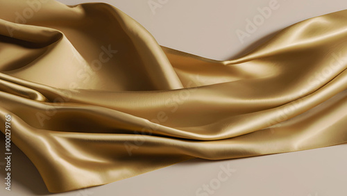 Abstract Golden Silk and Golden Satin textile fabric background 