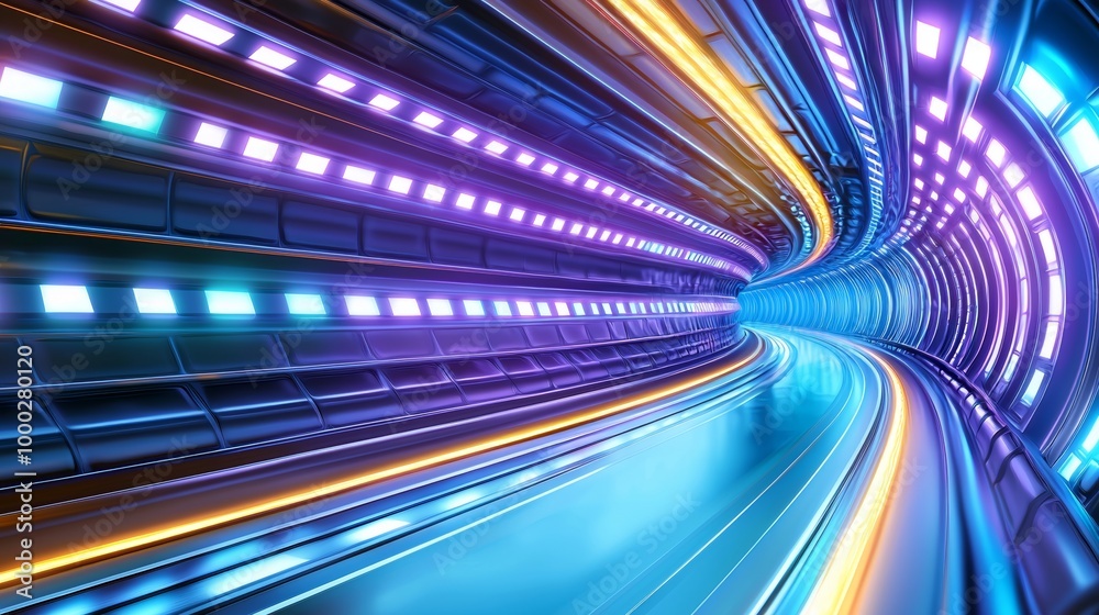 Detailed 3D render of an abstract multicolor spectrum background, rays of orange blue neon lights, and colorful glowing lines Detailed 3D render of an abstract multicolor spectrum background, rays of orange blue neon lights, and colorful glowing lines