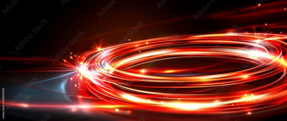 Obraz premium 3D illustration with red abstract motion blur background. Color lines, different shades, and thickness. Metallic pattern industry, technology background.