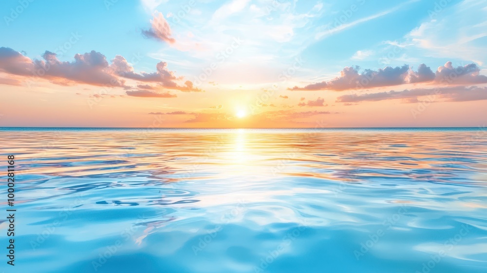 Obraz premium Serene Sunrise Over Calm Ocean Waters