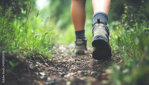 Person at the start of a hiking trail, ready to explore new terrain