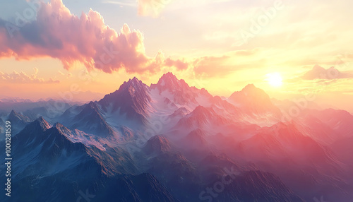 Sunrise over a mountain range, symbolizing the start of a new journey