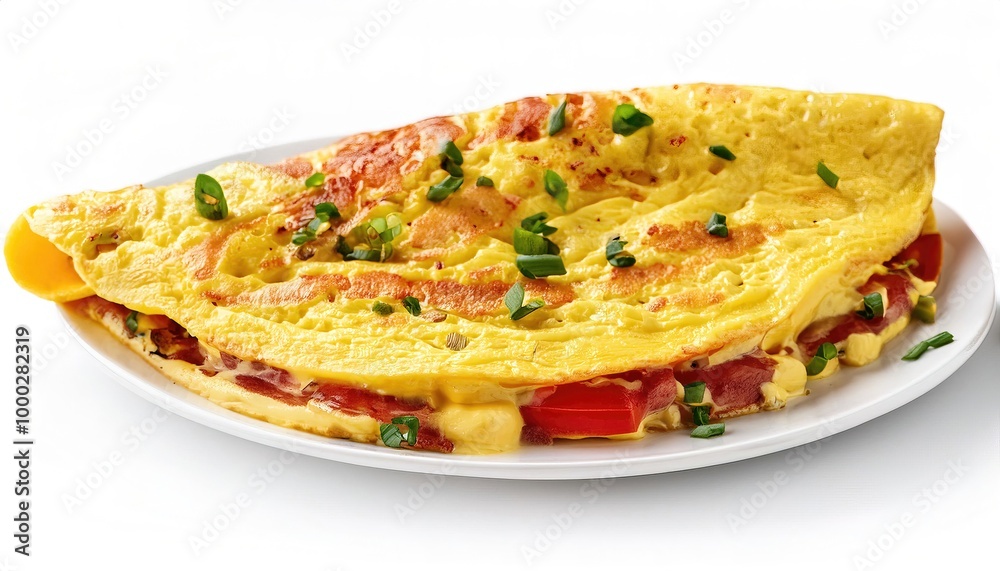 omelette or omelet is a dish made from eggs, in a frying pan filled with chives, vegetables, mushrooms, meat (often ham or bacon) cheese, onions, tomato usually served with potato or hash browns omelette or omelet is a dish made from eggs, in a frying pan filled with chives, vegetables, mushrooms, meat (often ham or bacon) cheese, onions, tomato usually served with potato or hash browns
