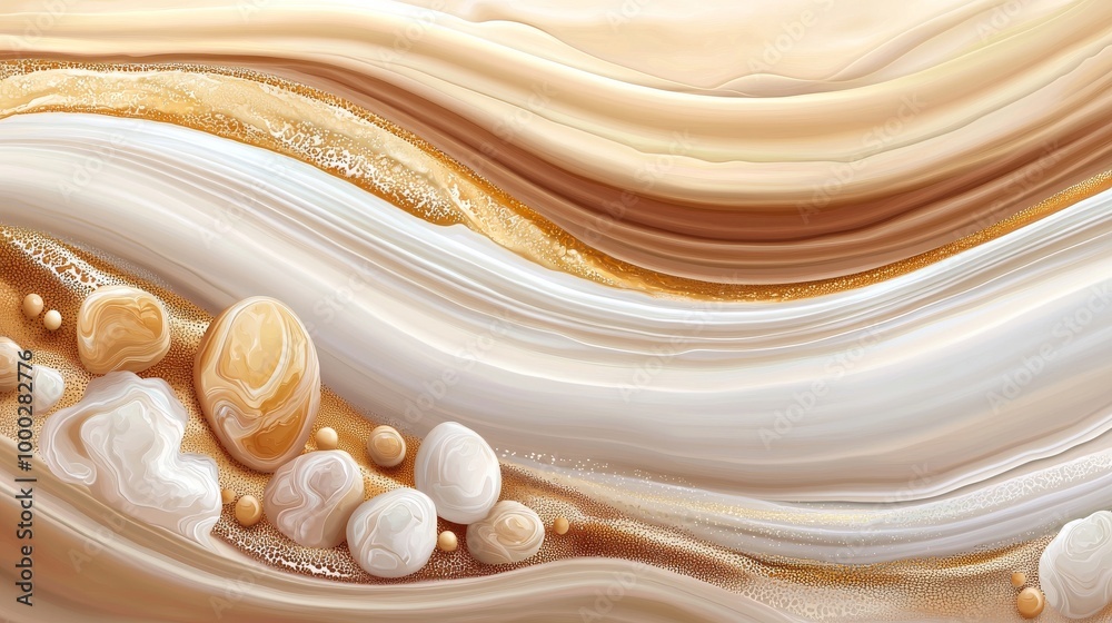 The background is an abstract painting in light gold and white with abstract brush strokes. The background is an abstract painting in light gold and white with abstract brush strokes.